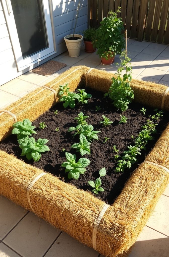 Straw Bale Raised Garden Bed