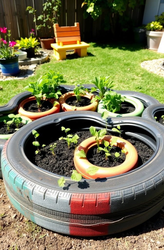 Upcycled Tire Raised Garden Bed