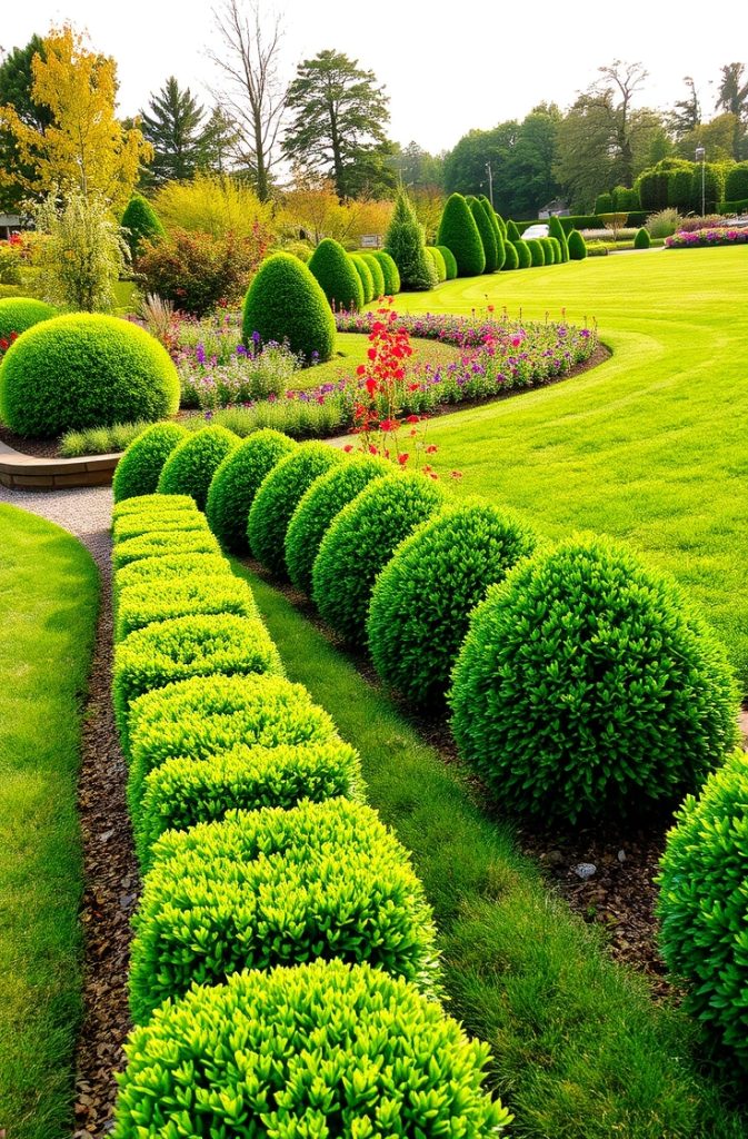 Low Border of Shrubs or Groundcover