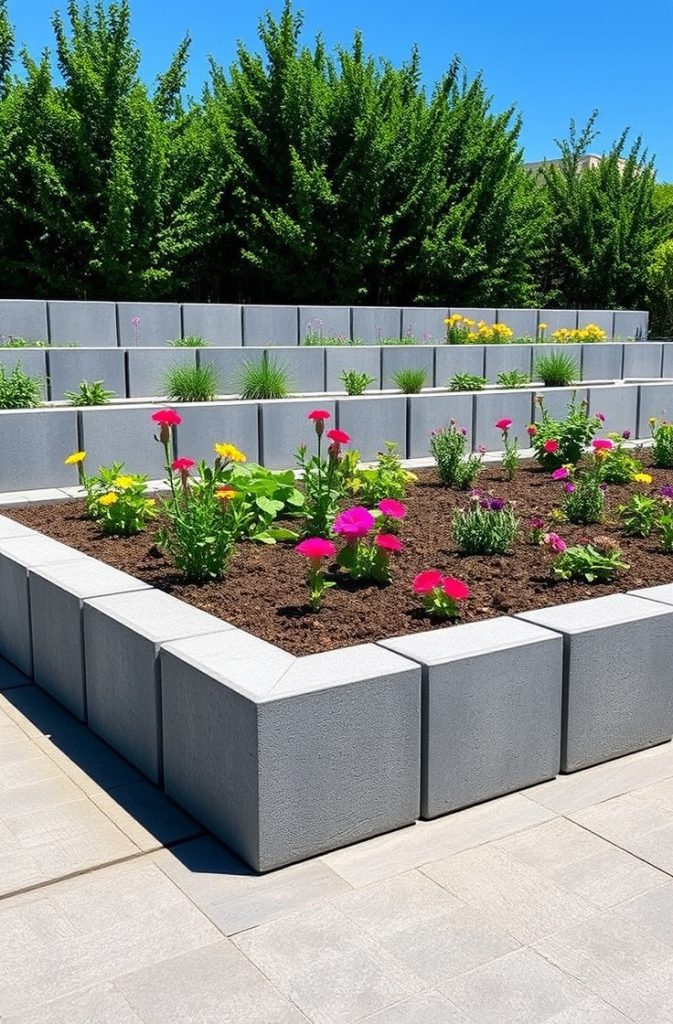 DIY Concrete Block Garden Bed