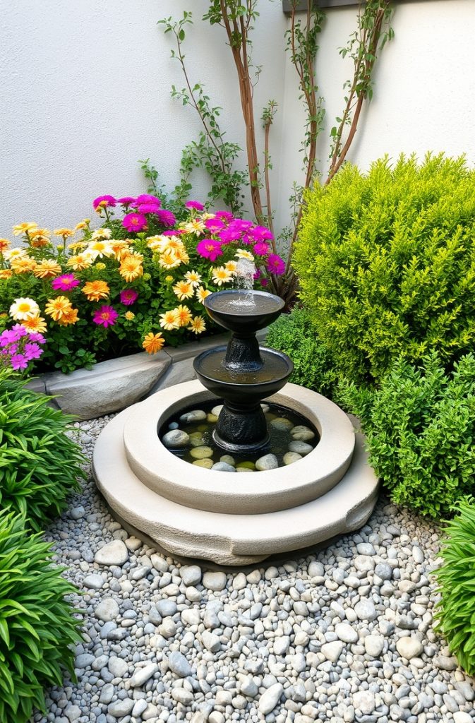 Corner Water Feature with Flower Accents