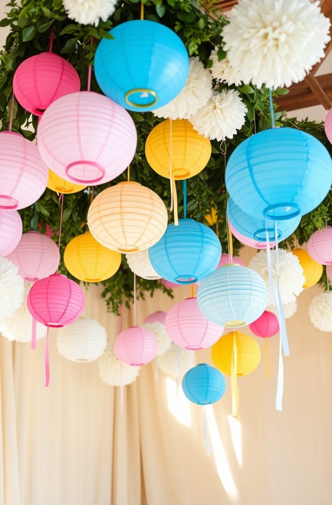 Hanging Lanterns and Pom-Poms