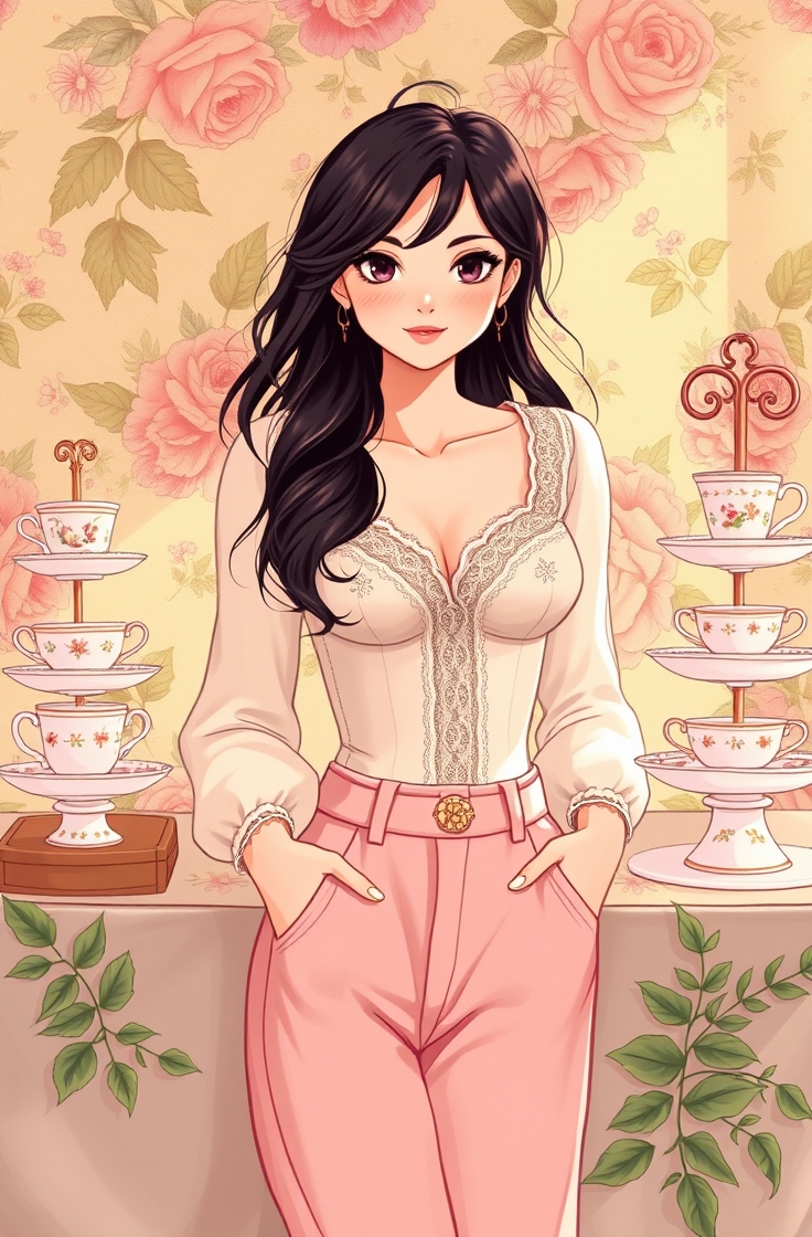 High-Waisted Trousers with a Fitted Top