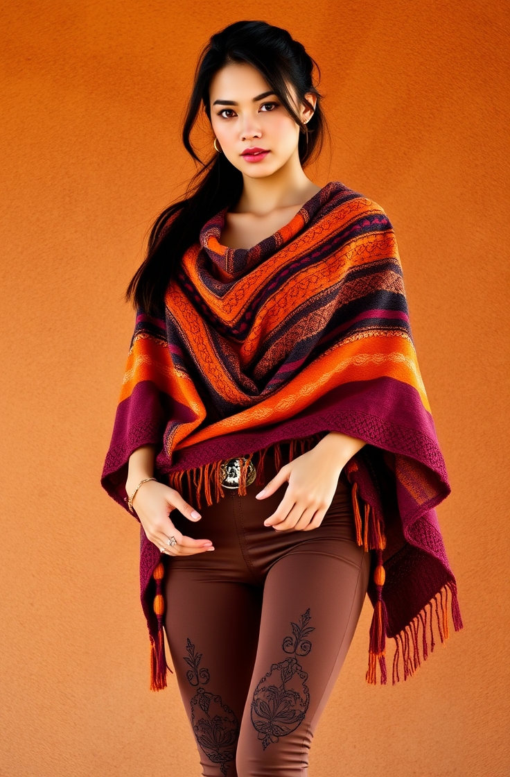 Layered Poncho with Leggings