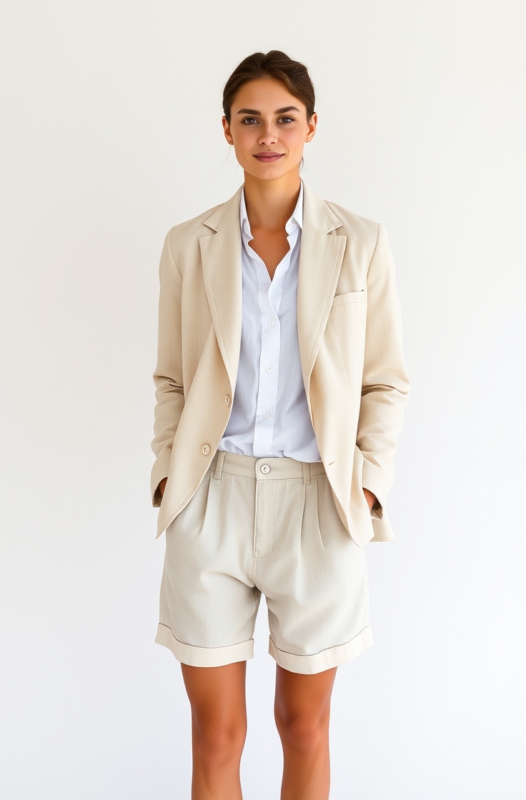 Linen Blazer with Shorts