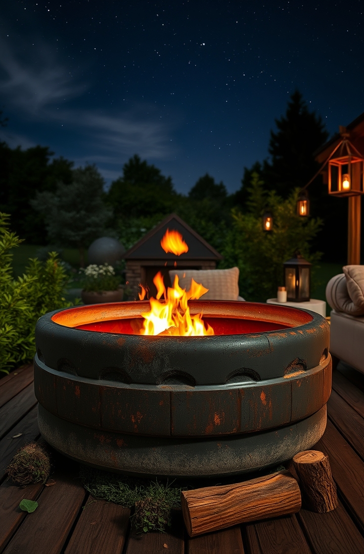 Metal Fire Pit from an Old Tire Rim