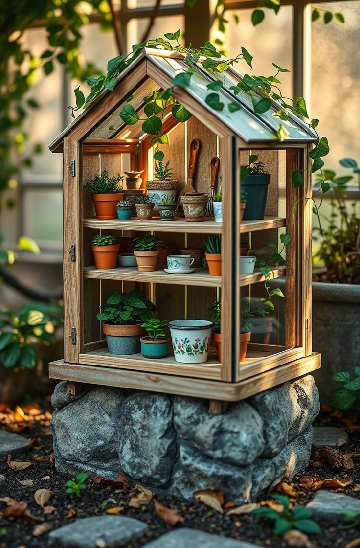 Mini Greenhouse with Storage Shelves