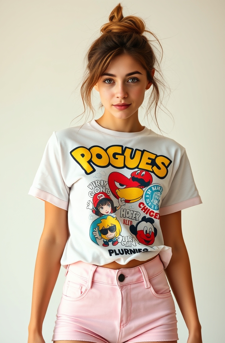 Oversized Graphic Tee with Biker Shorts