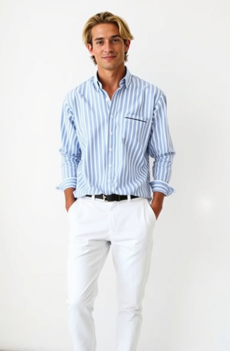 Striped Breton Shirt and White Pants