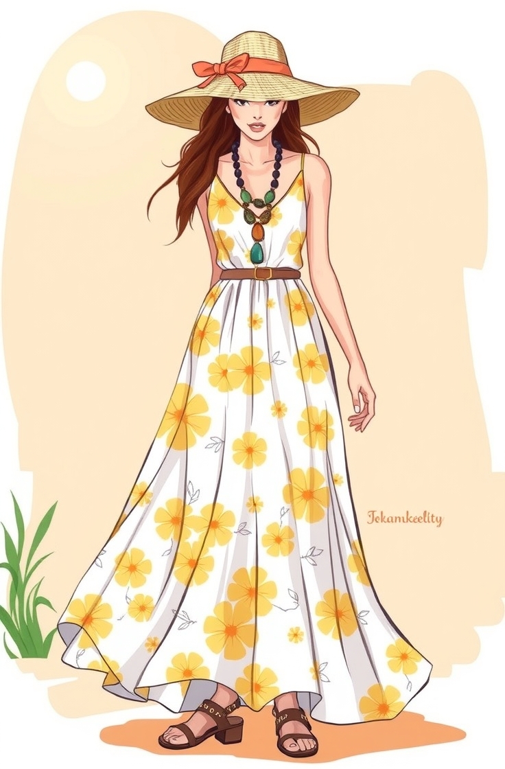 Summer Dress with Accessories