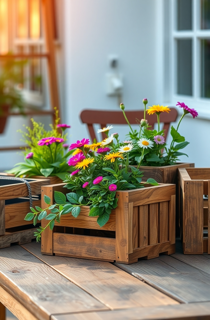 Upcycled Wooden Crate Planters