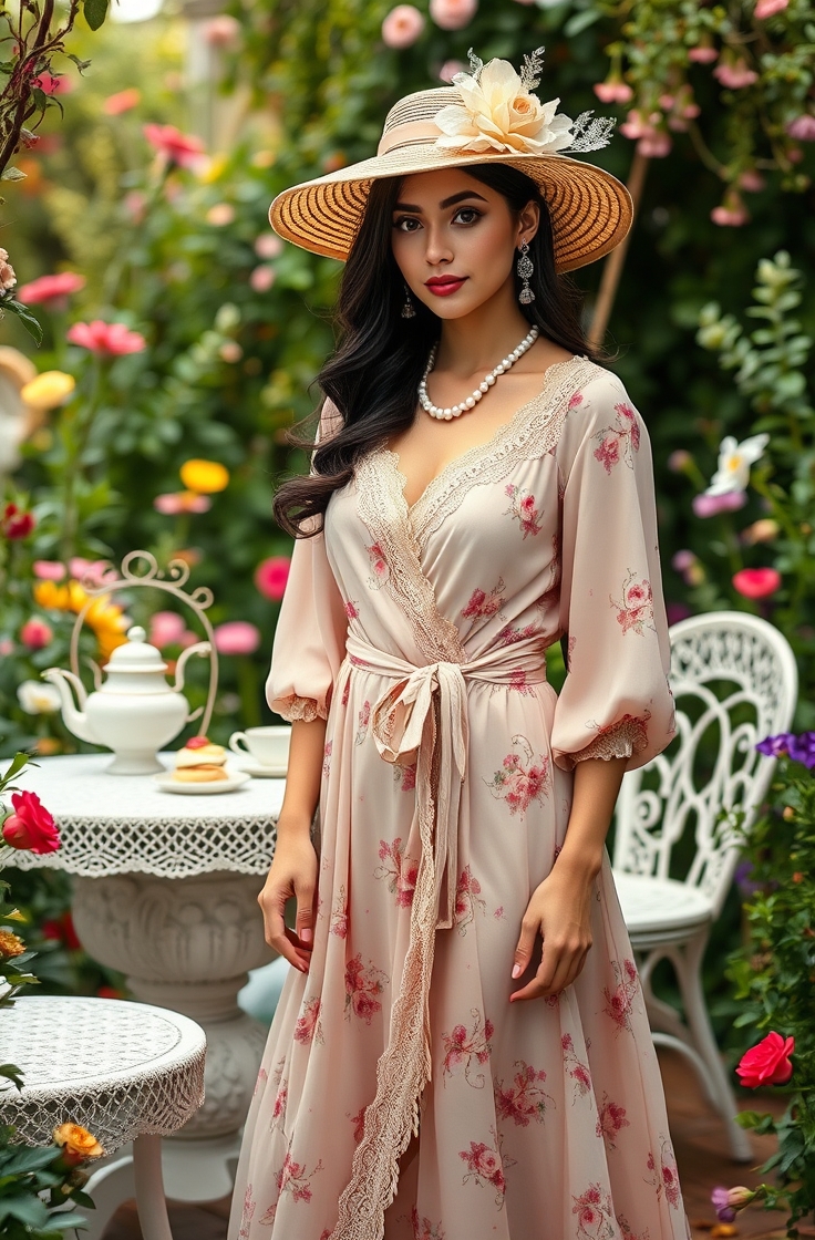 Wrap Dress with Elegant Accessories