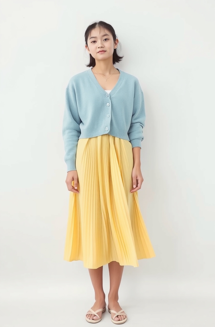 Cropped Cardigan and Pleated Skirt