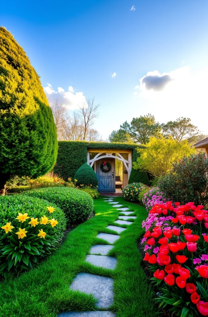 A Mix of Seasonal and Evergreen Plants