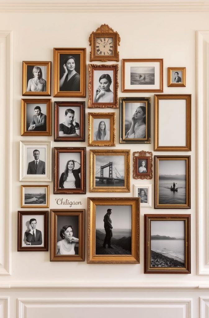 Gallery Wall with Photos and Frames