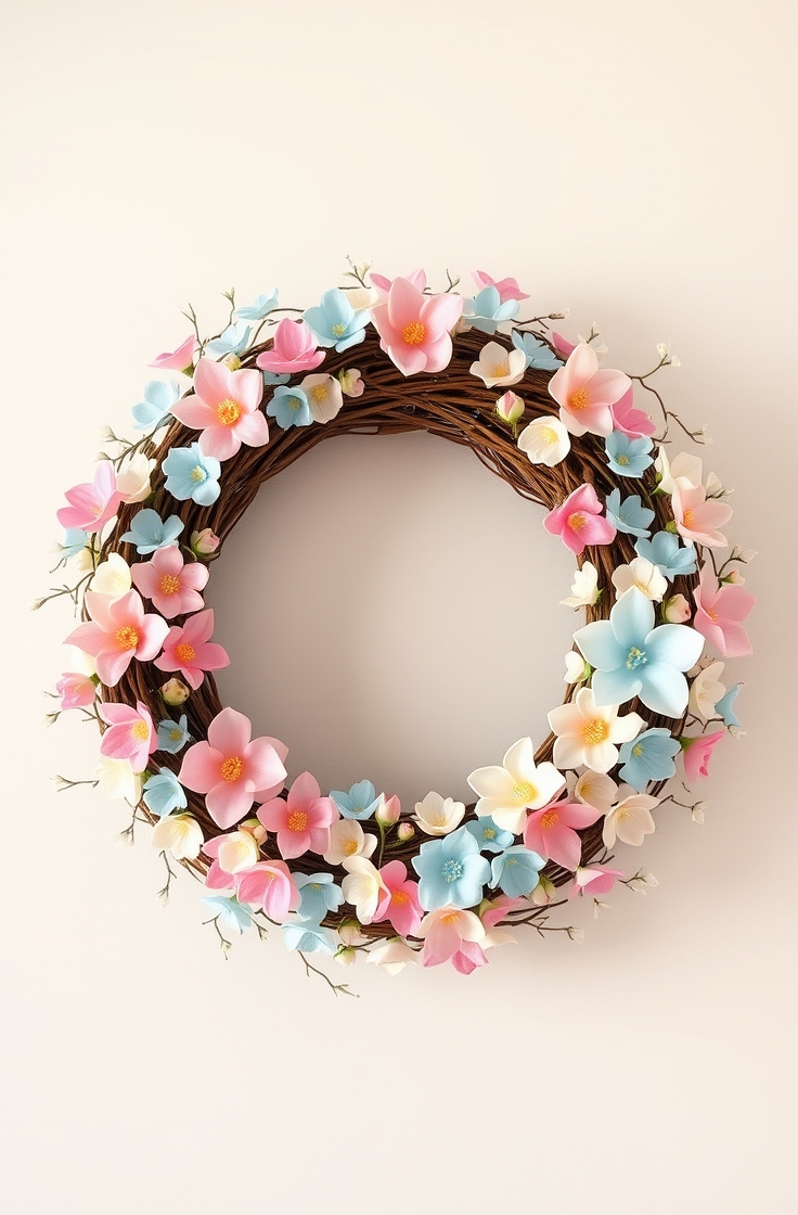 Grapevine Wreath with Faux Flowers