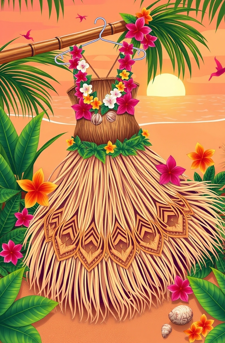 Grass Skirt and Coconut Top