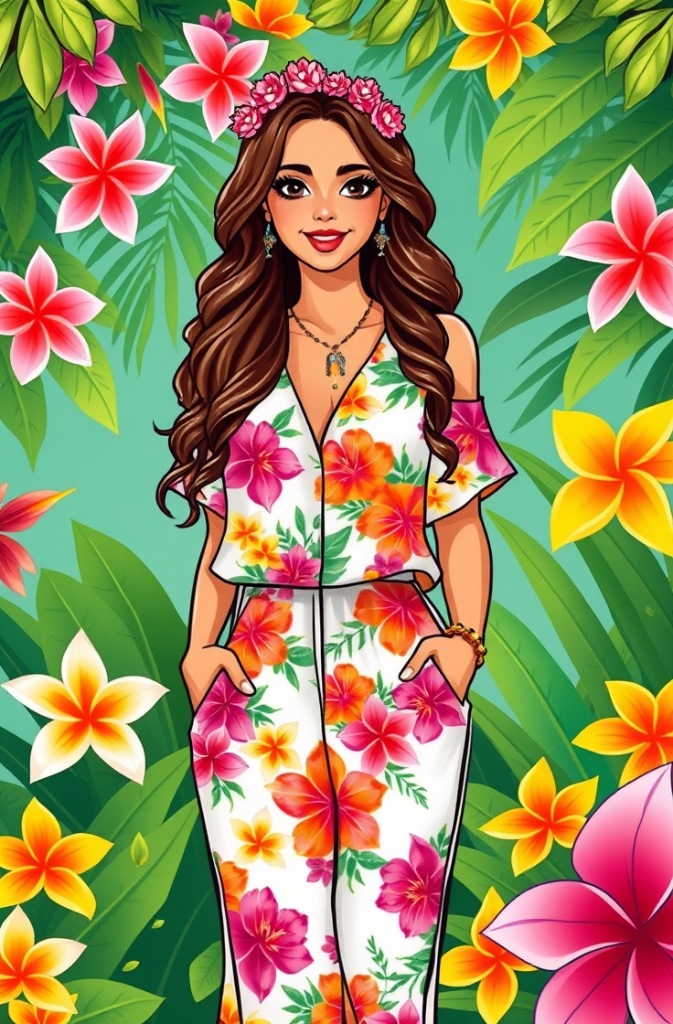 Hawaiian Print Jumpsuit