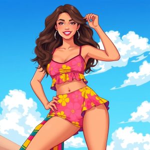 Crop Top and High-Waist Bikini Bottoms