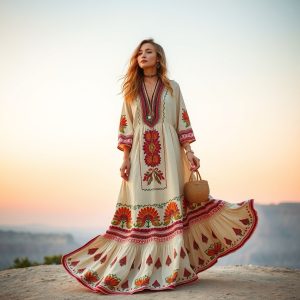 Flowing Skirt with Peasant Blouse