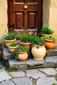 Fill Pots with Flowers and Herbs