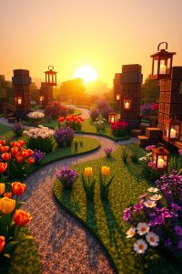Flower Garden with Pathways