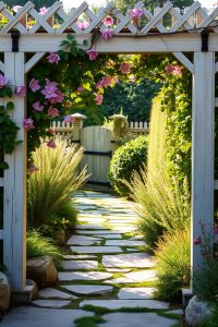 Garden Gate with Lattice Design
