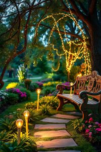 Night Garden With Soft Lights