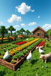 Farming Garden With Crops and Animals