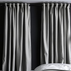 Grey Curtains with Black Rods