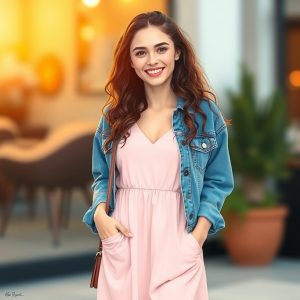Midi Dress With Denim Jacket