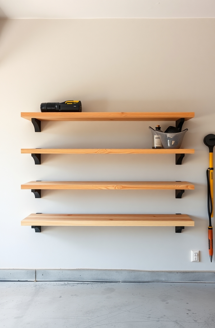 Simple Wall-Mounted Wood Shelves