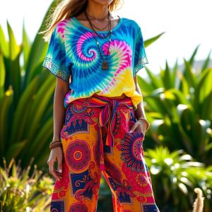Tie-Dye Top and Flared Pants