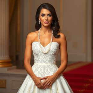 Classic White Dress with Pearls