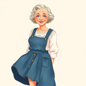 Denim Skirt and Blouse
