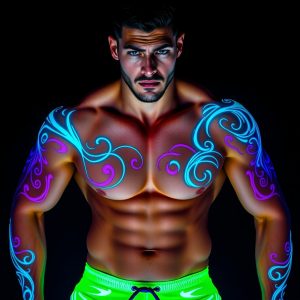 Glow-in-the-Dark Body Paint and Swim Trunks