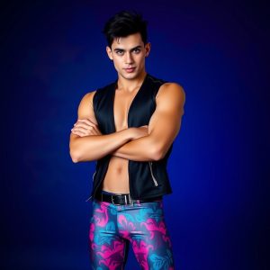 Open Vest and Patterned Leggings
