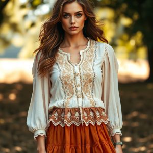 Peasant Blouse with Midi Skirt