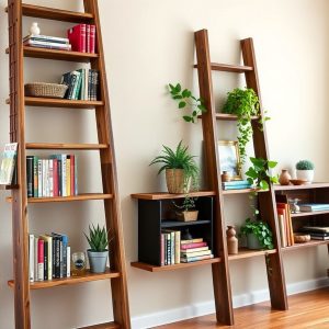 Bookshelves from Old Ladders