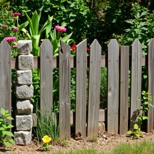 Cinder Block and Wood Fence