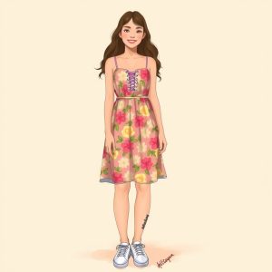Floral Sundress with White Sneakers