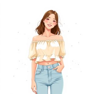 Off-Shoulder Top with Jeans