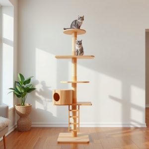 Simple Wooden Cat Tree with Platforms