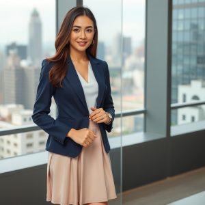 Blazer and Pleated Skirt for Office Look