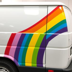 Classic rainbow stripe across the side