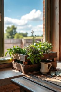 Herb Garden in a Wooden Crate