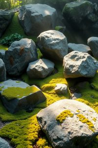 Zen Garden with Moss and Rocks