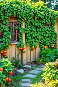 Garden Fence with Trellis Panels
