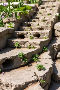 Cinder Block Steps with Plants