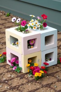 Painted Block Flower Bed